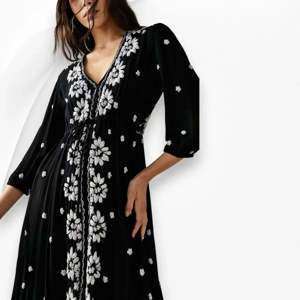 free people fable midi dress Embroidered Fable Midi Dress